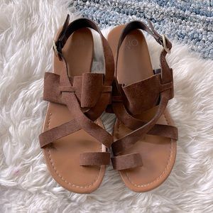 Franco Sarto Brown Suede Sandals